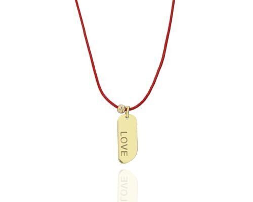 3005 18k Gold Necklace with LOVE Affirmation Pendant Elegant String Chain